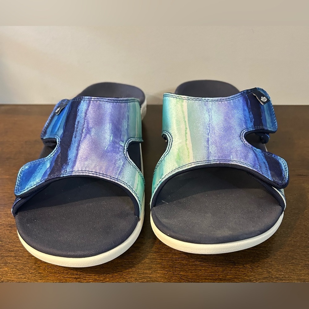 Spenco Kholo Monet Women's Orthotic Slide Sandal Aqua Sea - 10 Medium NWOT Box
